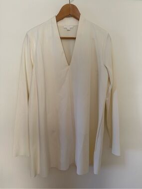 COS Creamy White Long Sleeve V-Neck Tunic, size medium